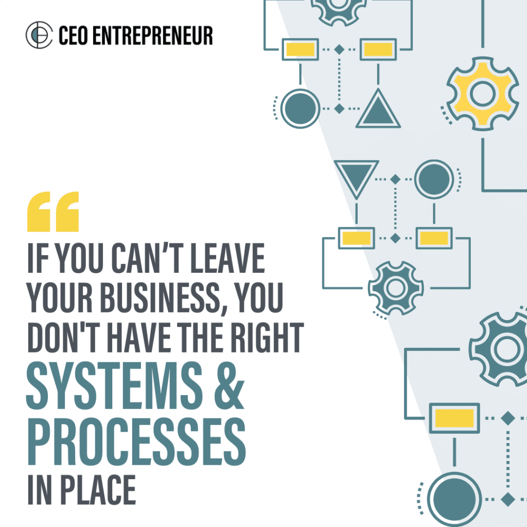 “If you can’t leave your business, you don't have the right systems & processes in place”